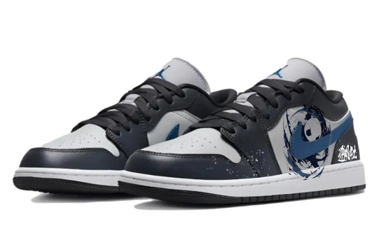 Кроссовки баскетбольные Air 1 Vintage Unisex низкие Black/Gray/Blue Jordan — фото 3