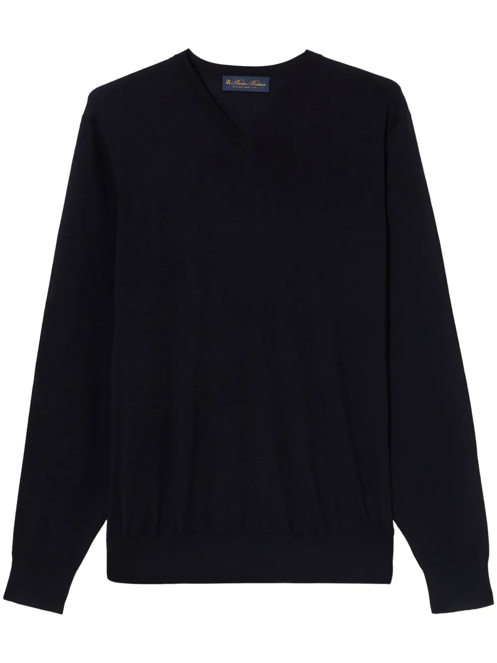 

Свитер из шерсти мериноса с V-образным вырезом Brooks Brothers, синий