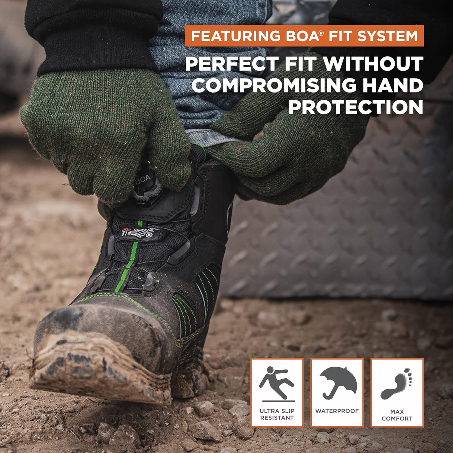 Мужские водонепроницаемые ультратеплые ботинки RefrigiWear Extreme Hiker с утеплителем Thinsulate, черный — фото 4