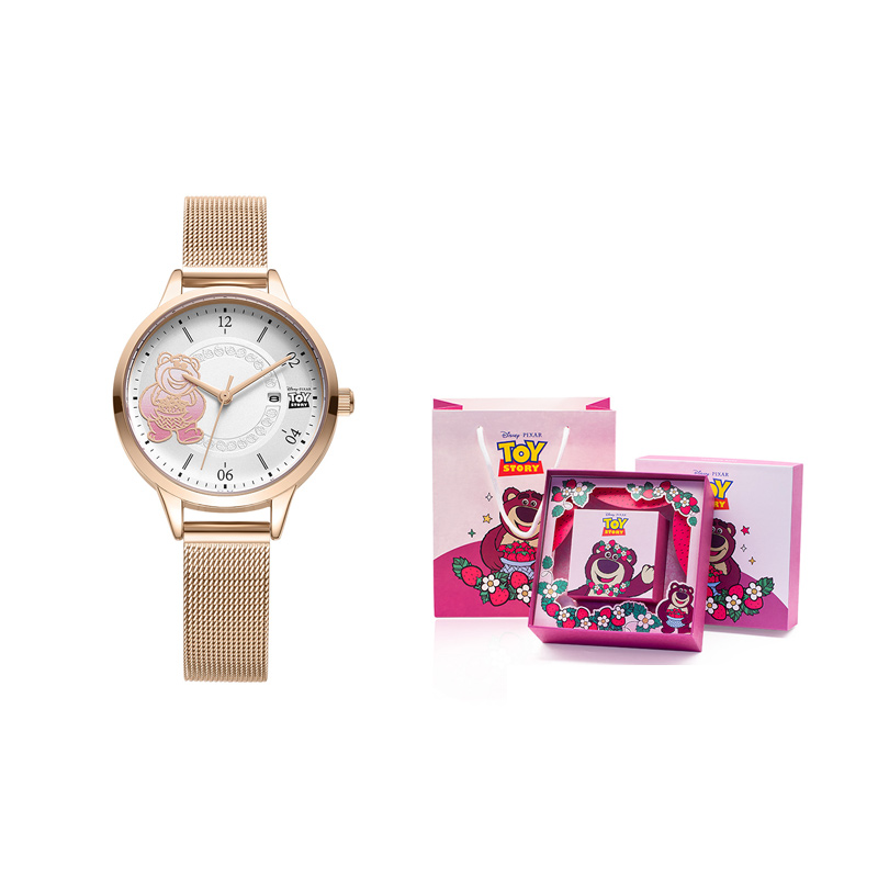 

Disney Часы Strawberry Bear Series Quartz Movement Steel Strap Watch Women's Watch White Dial