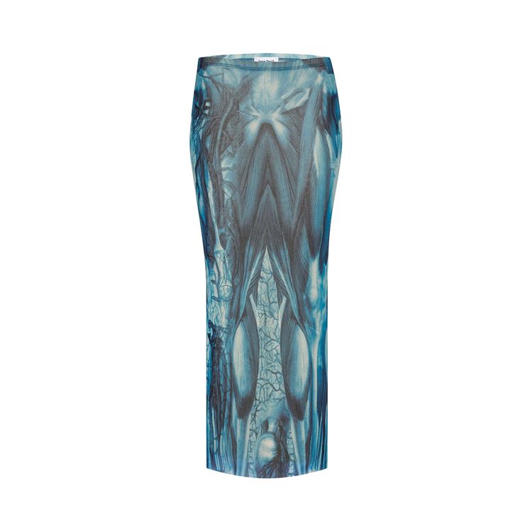 

Юбка Jean Paul Gaultier Ecorche Mesh Printed Long Skirt Blue/Light Blue/White, синий