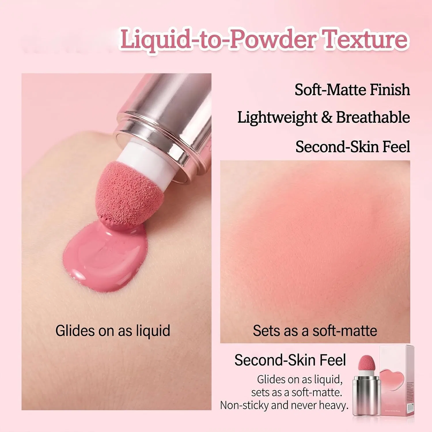 Жидкие румяна IWAWA Liquid Blush с губчатым аппликатором, матовые Vokkrv, 03 — фото 4