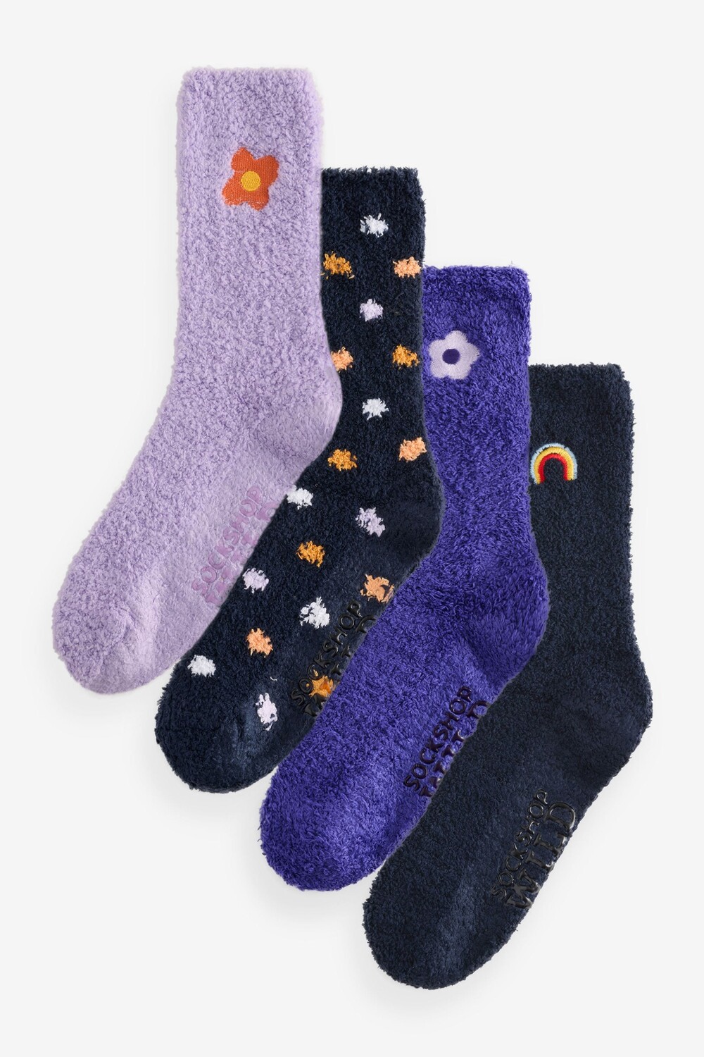 

Уютные носки для дома с вышивкой, 4 пары Wild Feet, синий