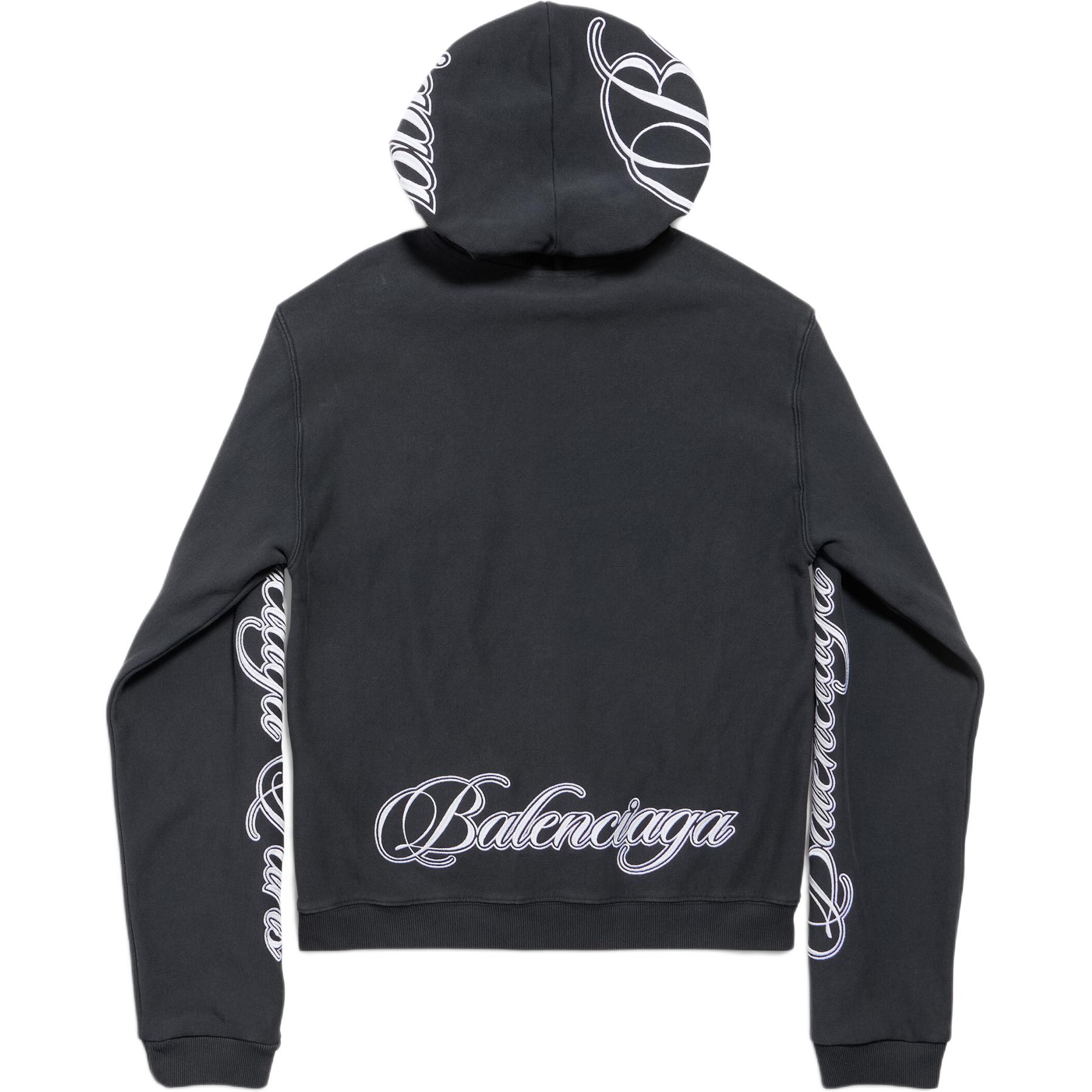 Толстовка Balenciaga Cursive Zip-up Regular Fit, черный — фото 2