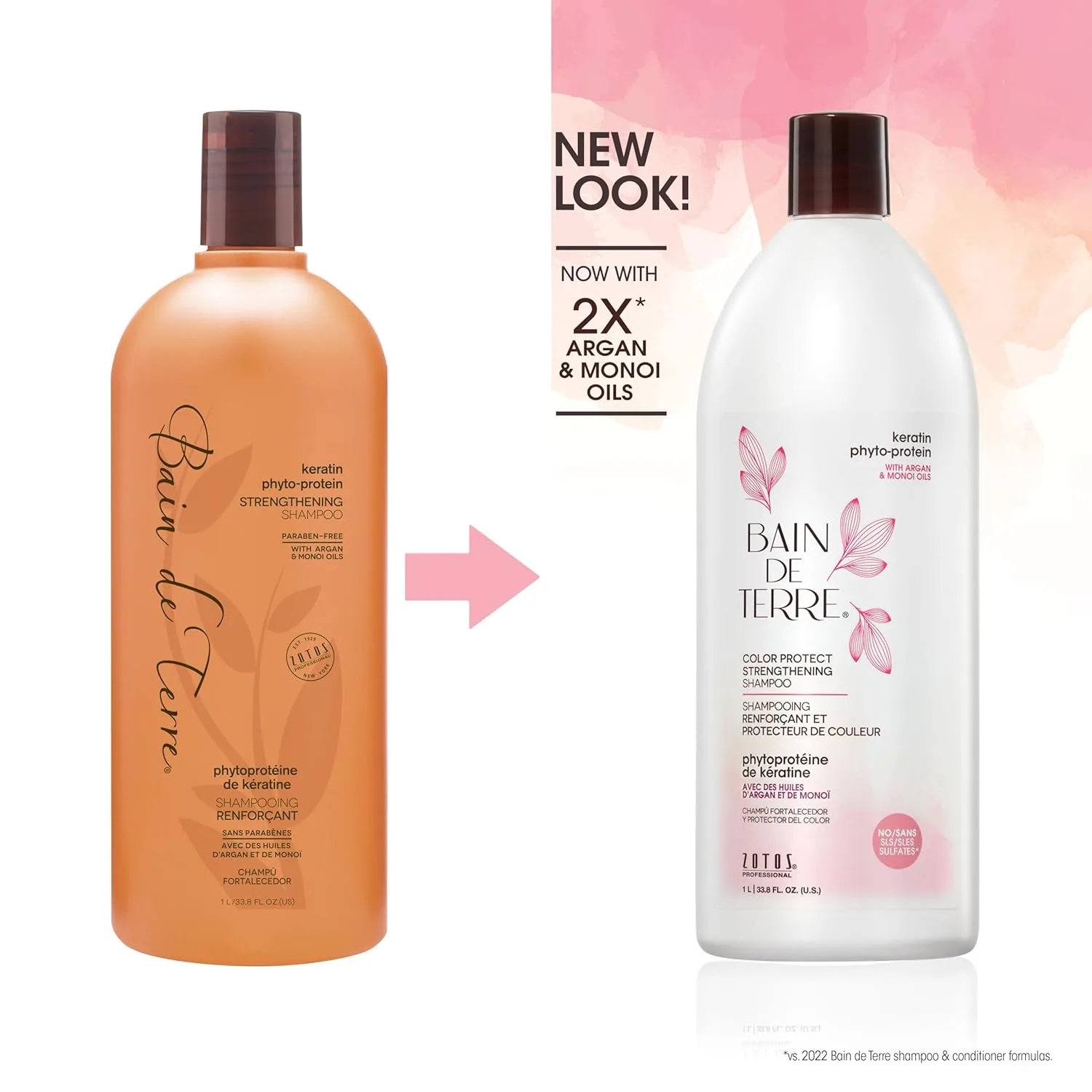 Укрепляющий кондиционер Bain de Terre Keratin Phyto-Protein Color Protect для окрашенных и ослабленных волос, без сульфатов и парабенов. 1000/100 мл (3 шт.), Green — фото 2