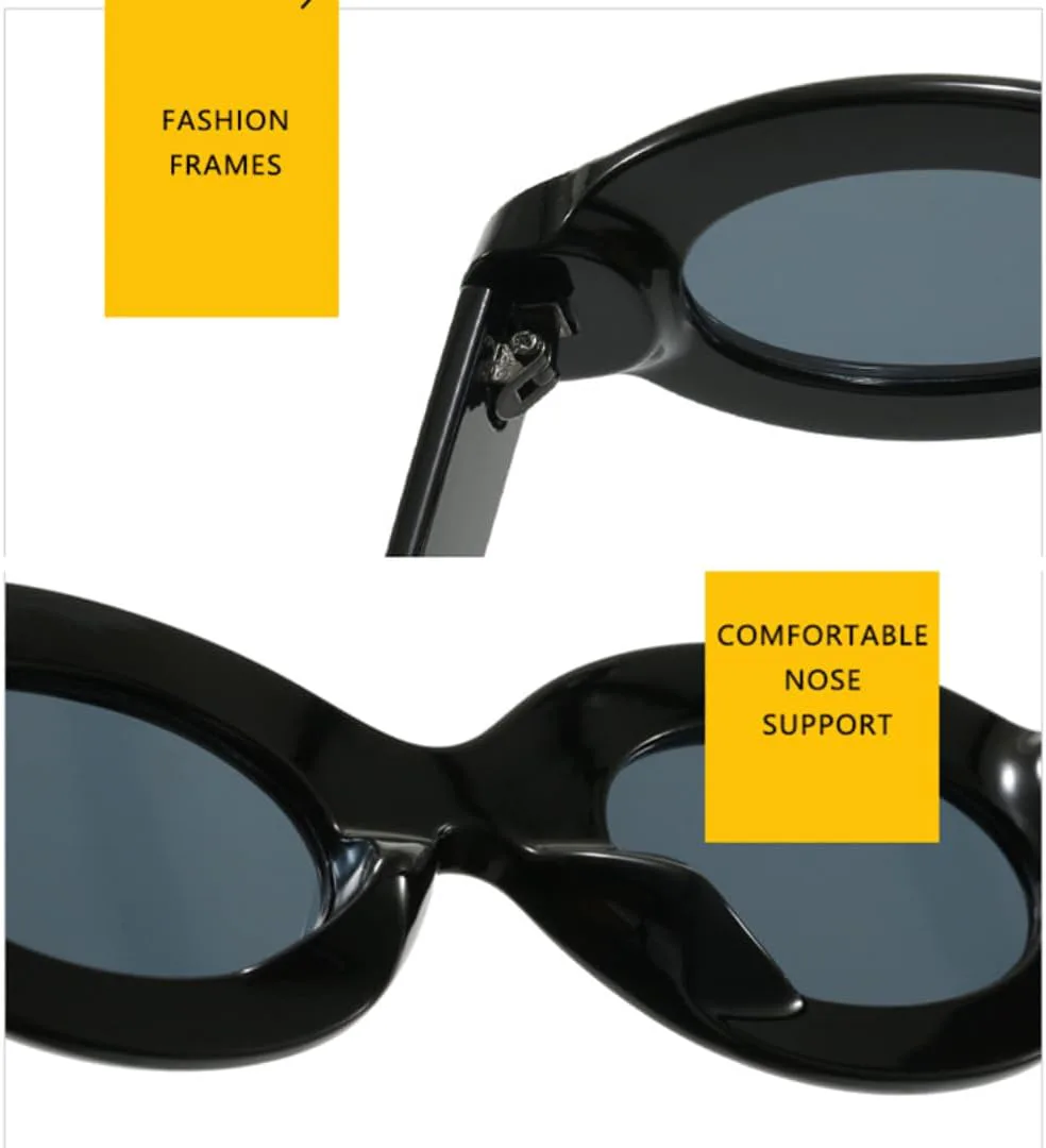 

Ретро-солнцезащитные очки овальной формы для женщин, персонализированные, универсальные, модные, для мужчин, защита от УФ-излучения UV400 UATXTAU, Black Grey