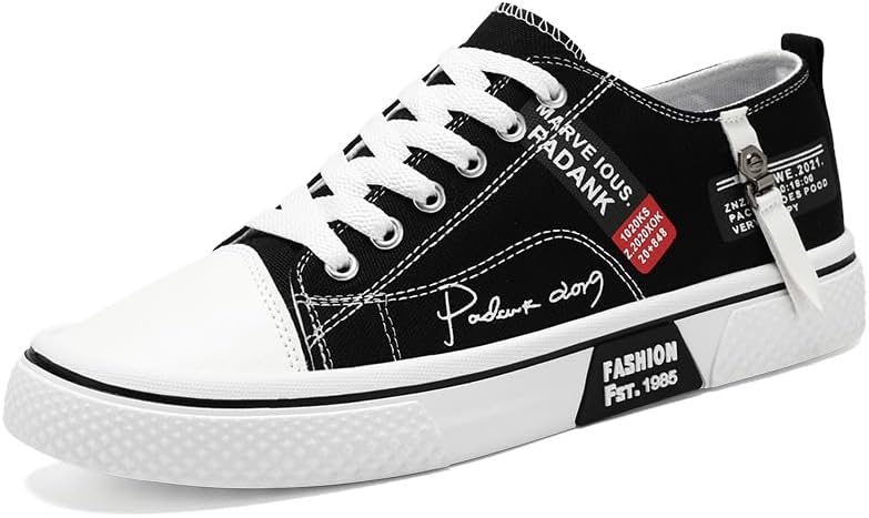 

Мужские кеды большого размера с низким верхом из канвы - дышащие и модные спортивные кэжуал туфли Hoalox, черный