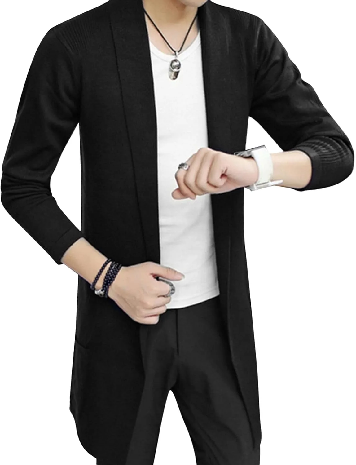 

Кардиган мужской с воротником шаль и длинными рукавами SWJGLITTR