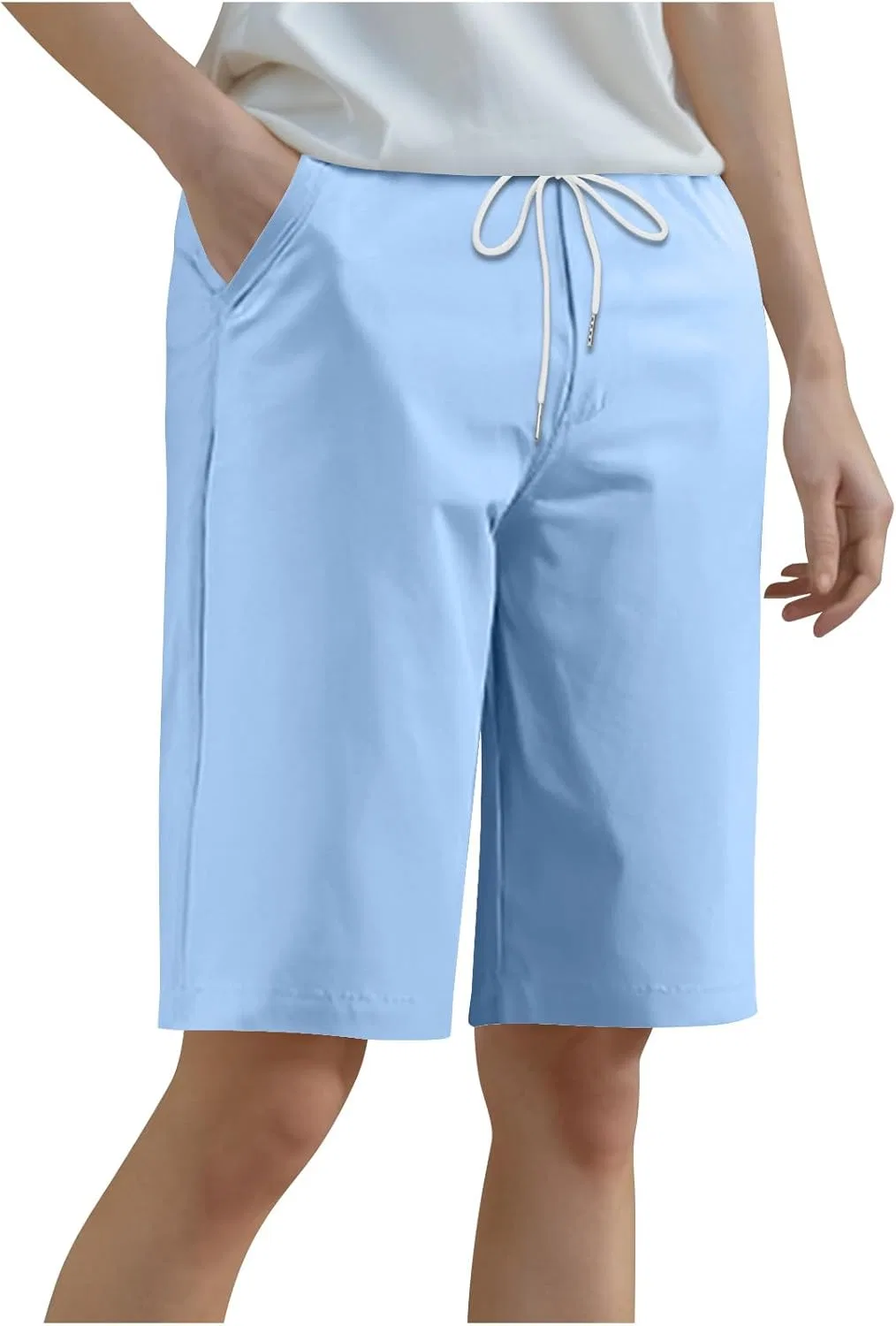 Шорты спортивные женские плюс сайз с карманами, Light Blue