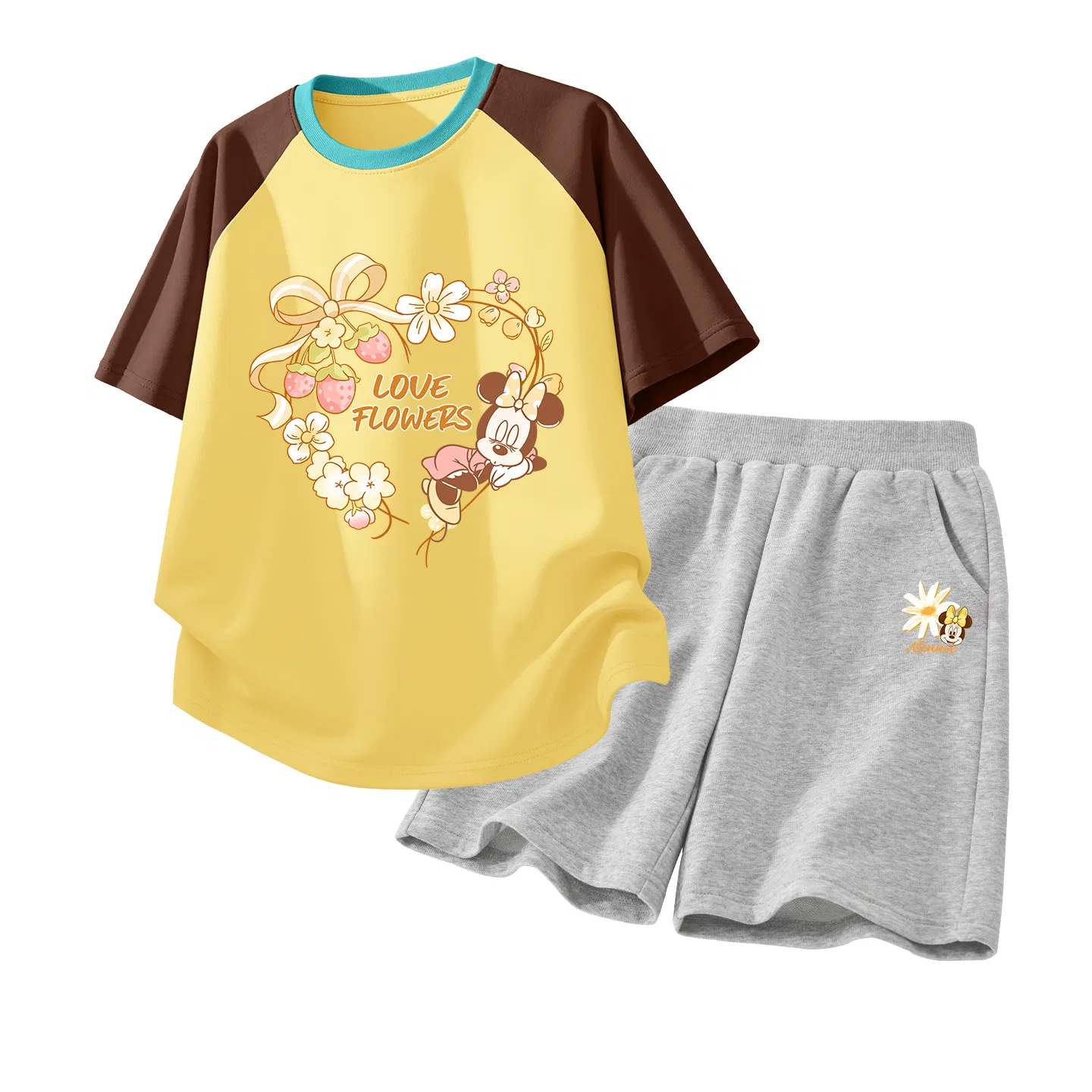 Детский спортивный костюм Disney Casual Sportswear Two Piece Set Di Ring Flower Brown Yellow+Di Prosperity Flower K Gray