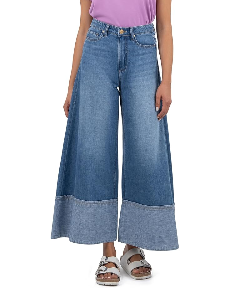 

Джинсы KUT from the Kloth Blake Crop Wide Leg with Hem Detail, цвет Medium Wash