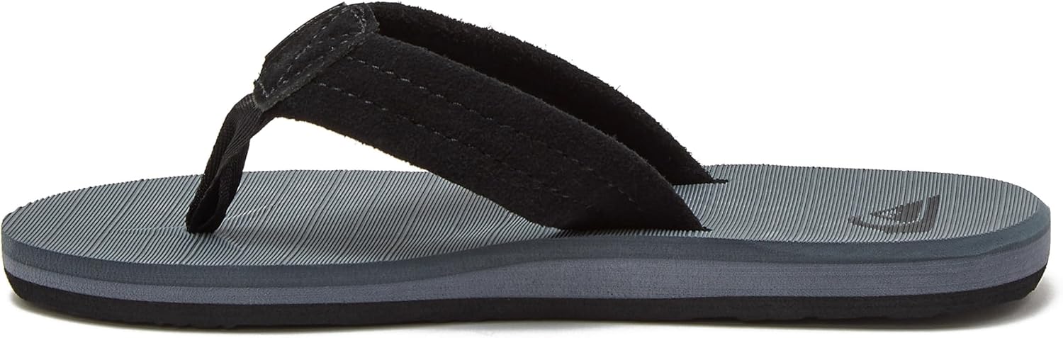 Детские шлепанцы Quiksilver Carver Suede с фиксирующим ремешком, серый — фото 3