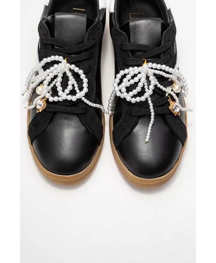 Кроссовки Taren Leather Pearl Buckle (женские) Forever & Always Shoes, черный — фото 2