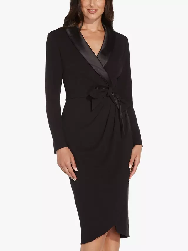 

Платье Adrianna Papell Knit Wrap Tuxedo, черный