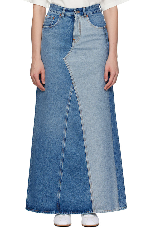 

Выцветшая джинсовая макси-юбка Mm6 Maison Margiela, синий