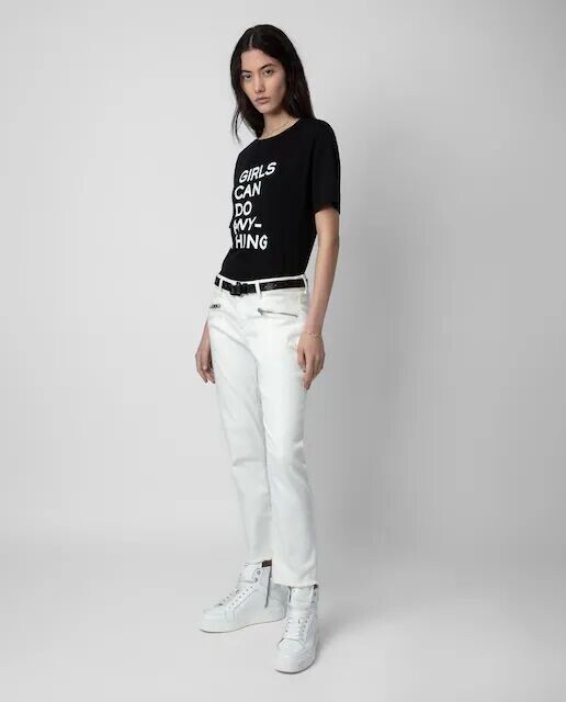 

Женские прямые джинсы Ava с низкой посадкой и потрепанным краем Zadig & Voltaire, белый