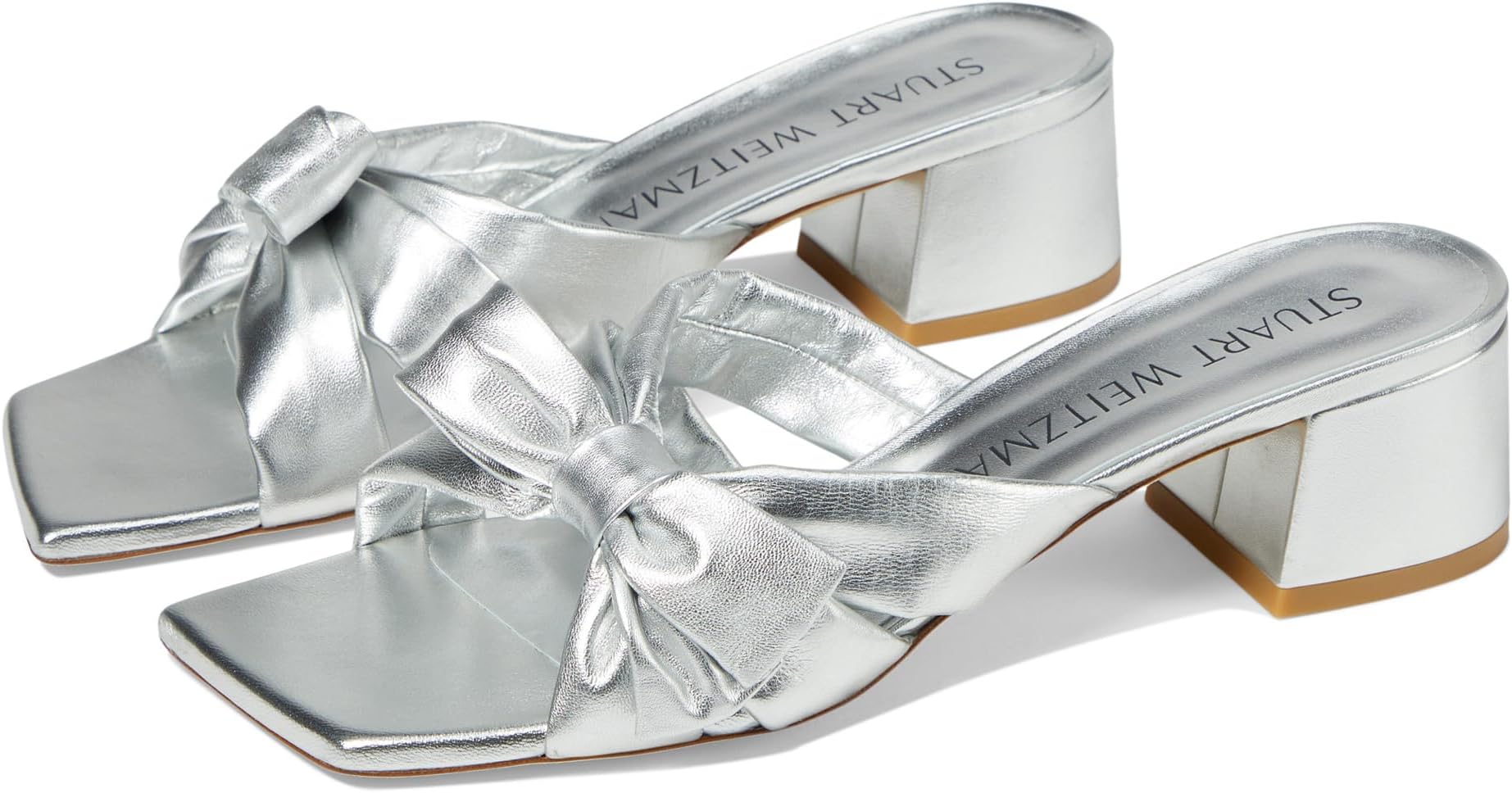 Сандалии Stuart Weitzman Sofia 45 Slide, серебряный