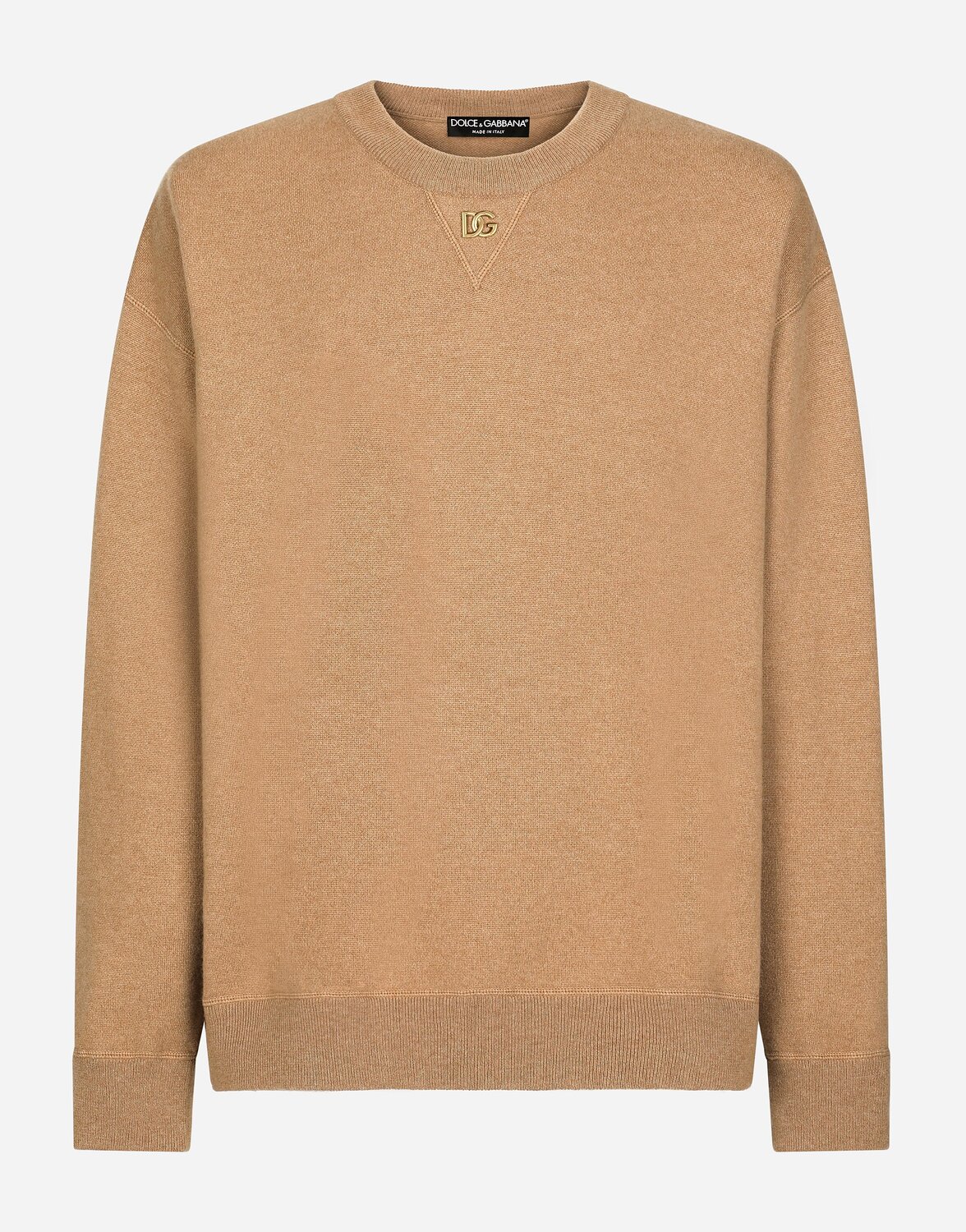 

Кашемировый свитер с круглым вырезом и логотипом dg Dolce & Gabbana, бежевый