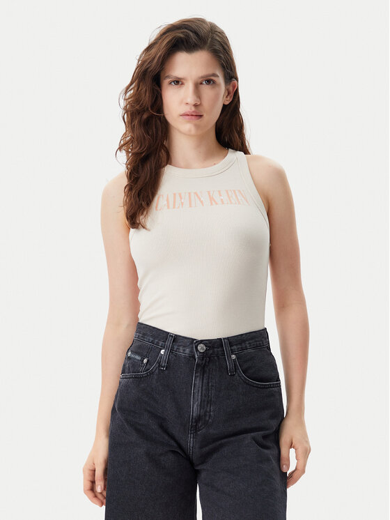 

Топ облегающего кроя Varsity J20J225520 Calvin Klein Jeans, бежевый