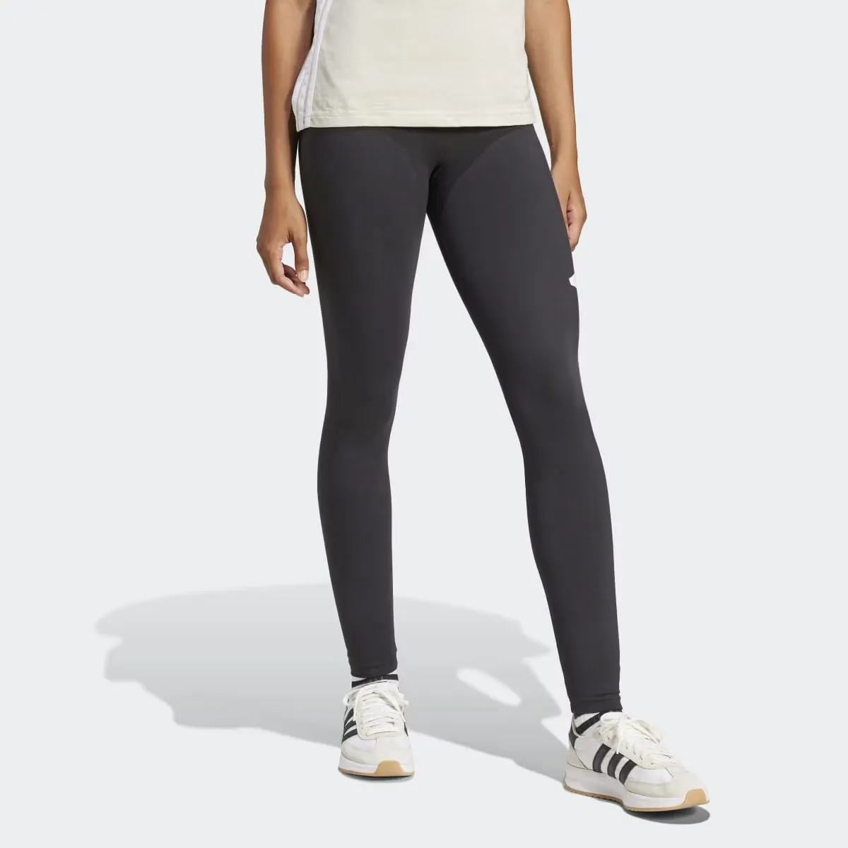 Women's Essentials Хлопковые леггинсы Adidas с большим логотипом, чёрный — фото 4