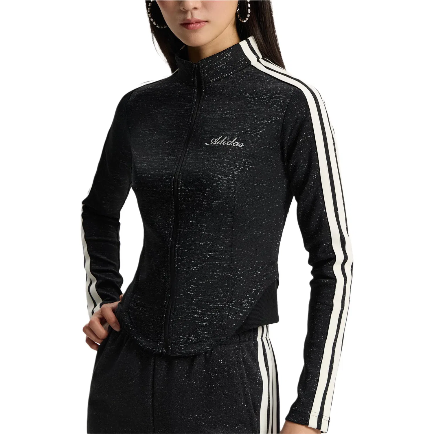 Куртка для танцев женская Black, со стойкой, тонкая Adidas — фото 4