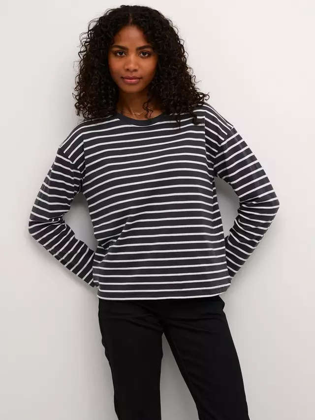 

Топ KAFFE Winny Stripe, цвет black/oyster/white