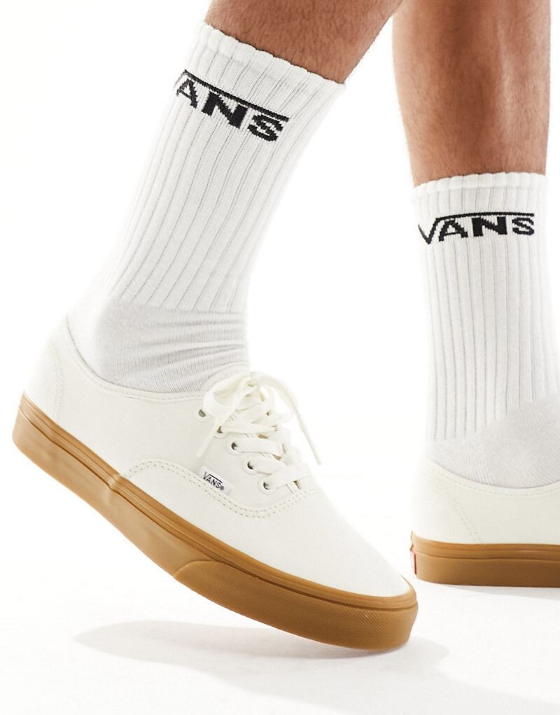 Vans Authentic – кроссовки кремового цвета на резиновой подошве — фото 4