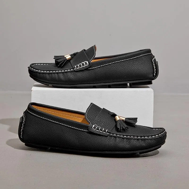 Лоферы мужские с кисточками, Classic Slip-ons, черный SayfuR — фото 4