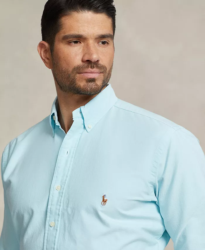 Мужская классическая оксфордская рубашка с длинным рукавом Big & Tall Polo Ralph Lauren, синий — фото 3