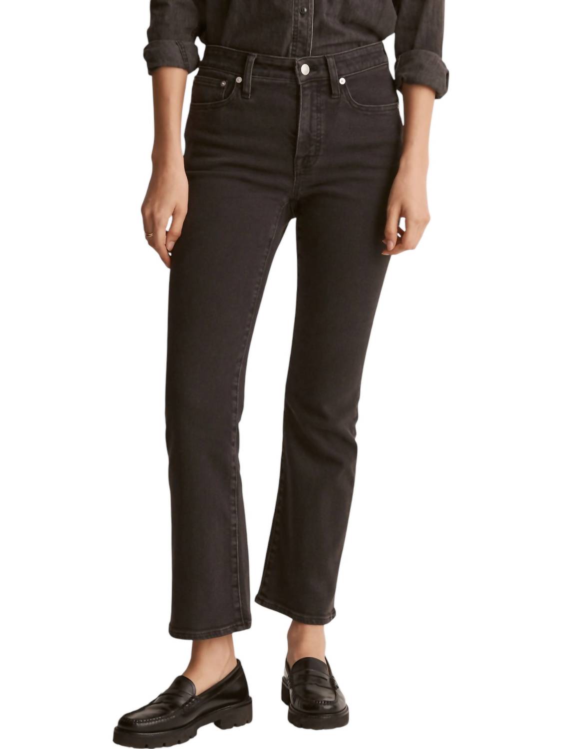 

Джинсы Kickout Crop с покрытием черного цвета Madewell