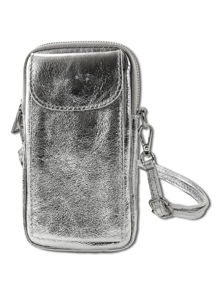 

Наплечная сумка Toscanto Umhängetasche, Handtasche Leder silber ca. 12cm