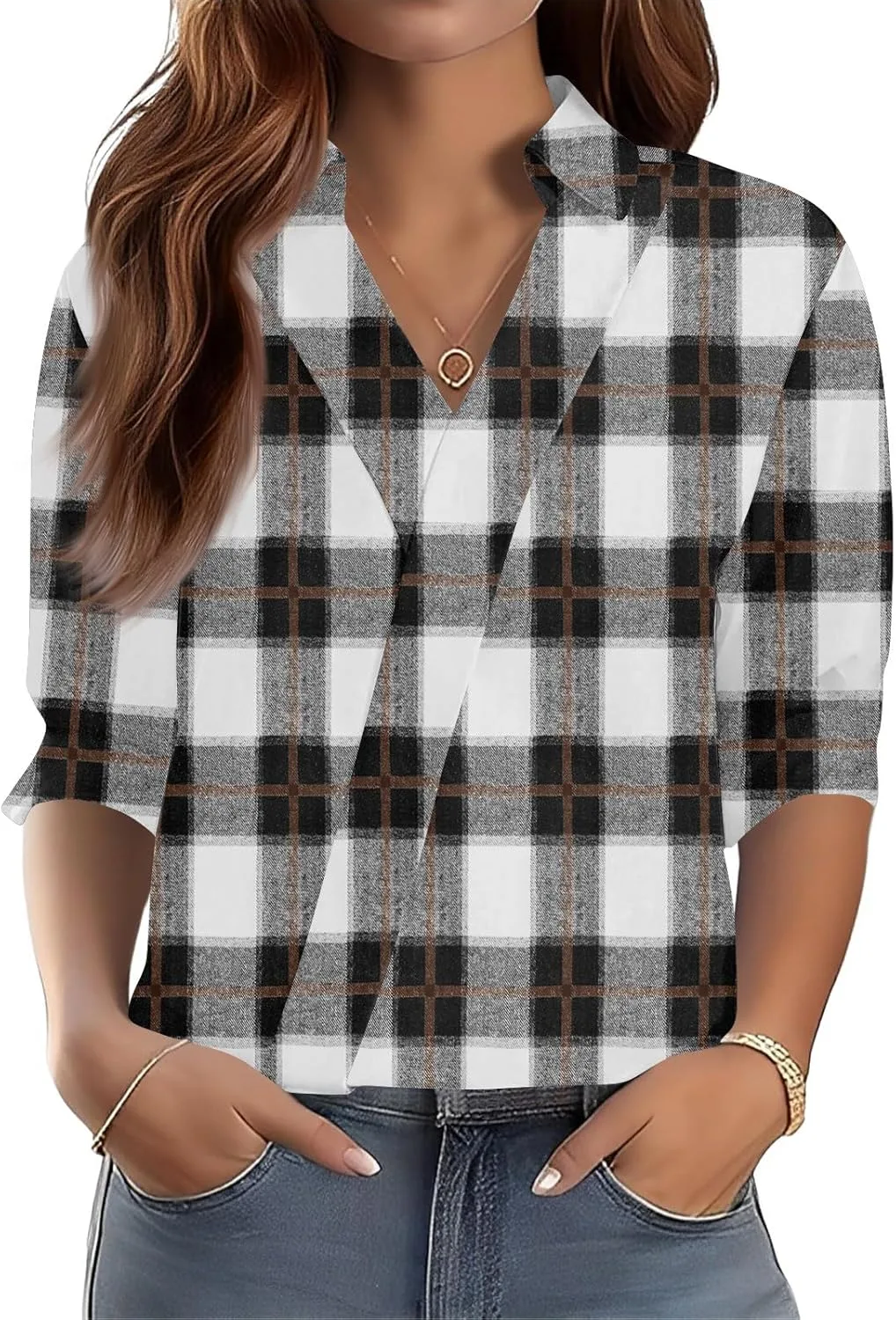 

Женская футболка с принтом, V-образным вырезом и рукавом 3/4