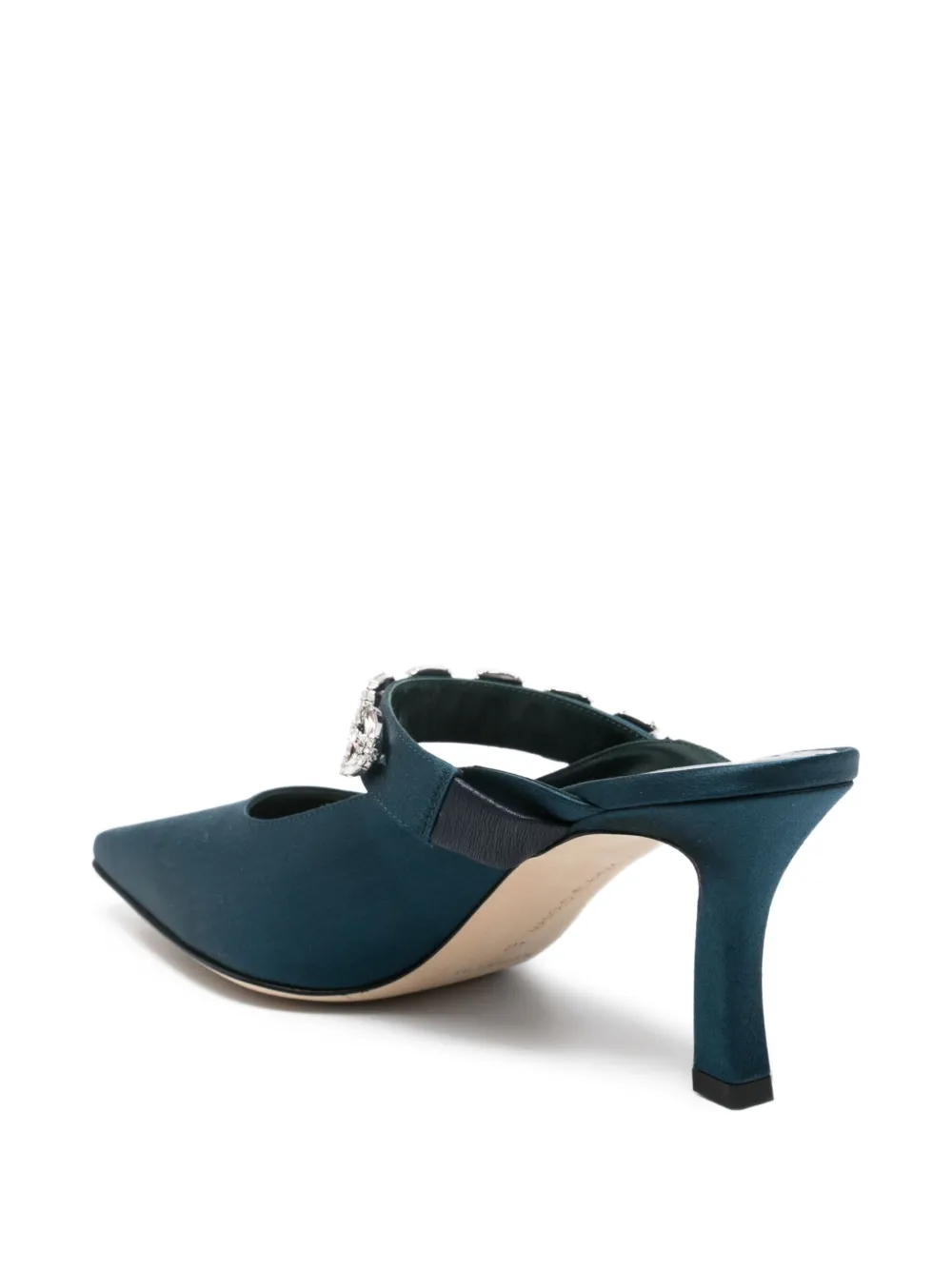 Атласные туфли-лодочки Tamolmu с кристаллами, каблук 70 мм Manolo Blahnik, синий — фото 3