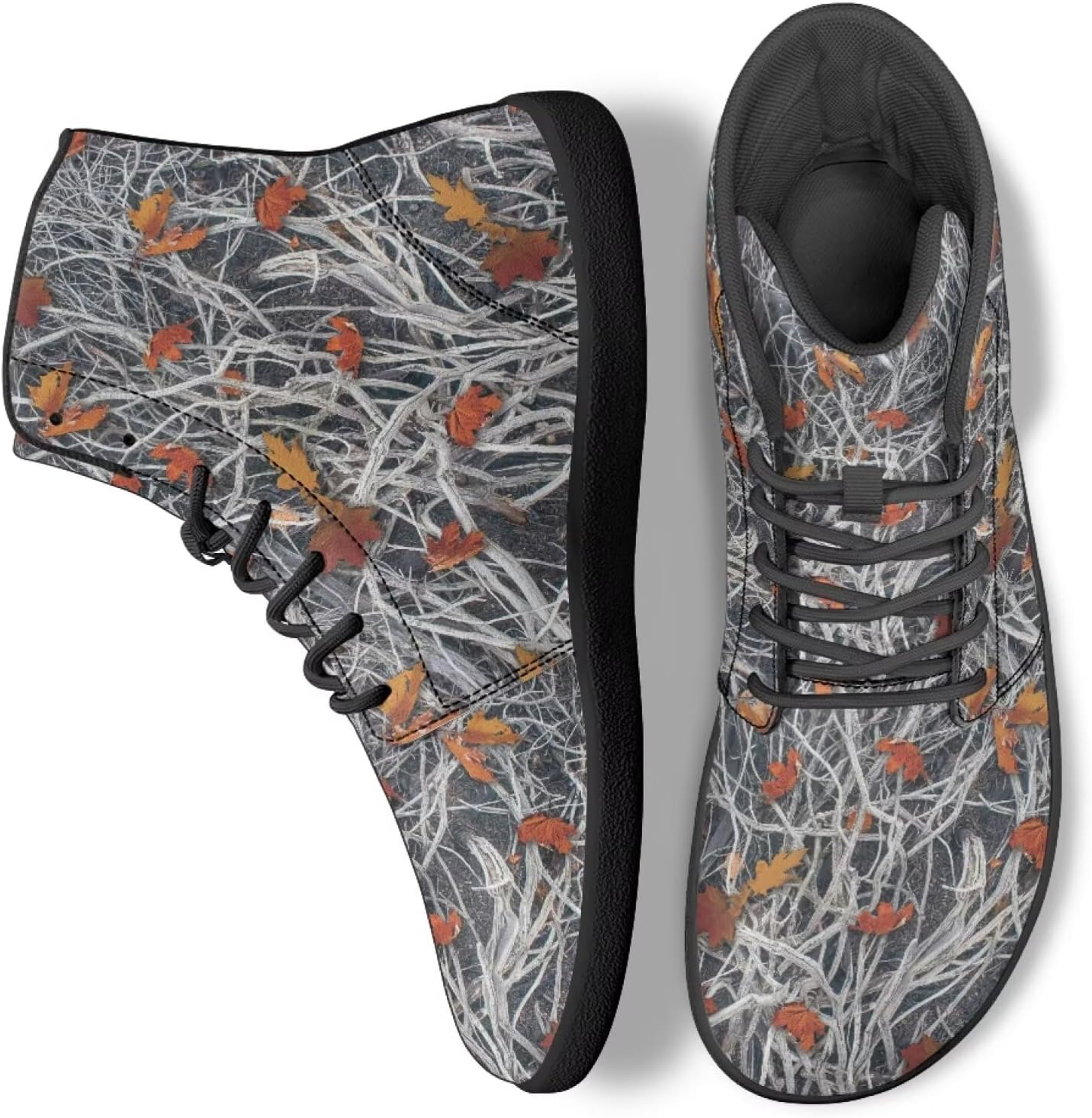 

Унисекс высокие кроссовки для ходьбы, тенниса и работы в офисе для женщин и мужчин, повседневные беговые кроссовки Ecaestolph, Retro Camo Hunting Maple Leaf