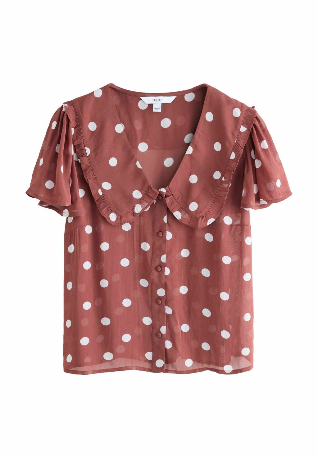 

Блузка на пуговицах PETER PAN COLLAR SHEER SHORT SLEEVE Next, коричневый