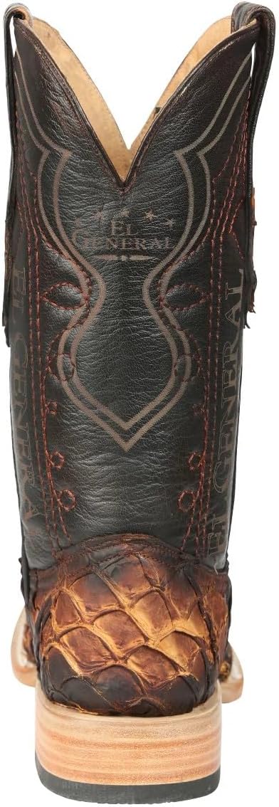 Мужские ковбойские сапоги El General Exotic Monster Fish Rodeo из кожи монстра пиаруку, коньяк, западные сапоги, форма 3, квадратный носок, кожаная подошва Generic — фото 3
