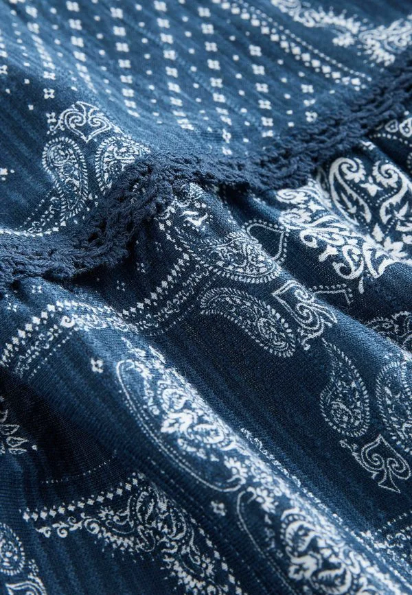 Длинная многоярусная юбка-макси для невысоких девушек Next, Blue /Ecru Bandana Print — фото 3