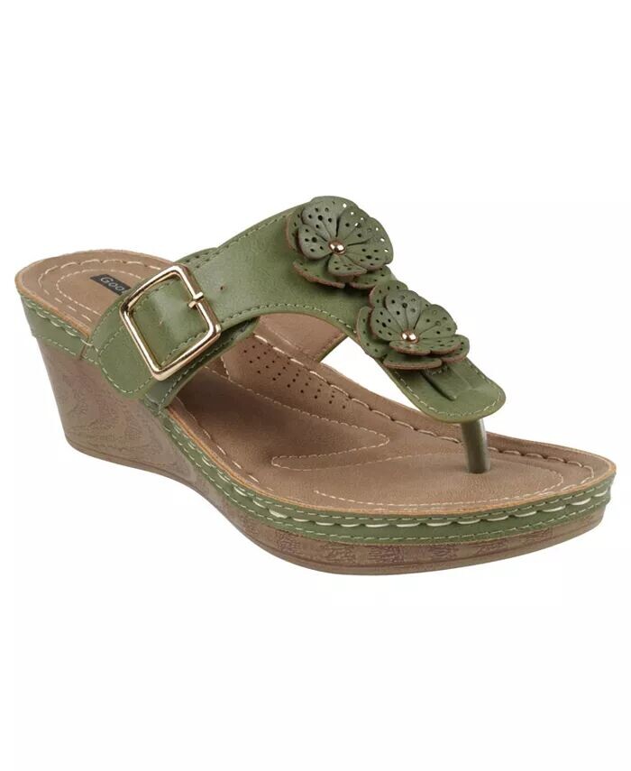

Женские босоножки на танкетке Narbonne с цветочным узором GC Shoes, зеленый