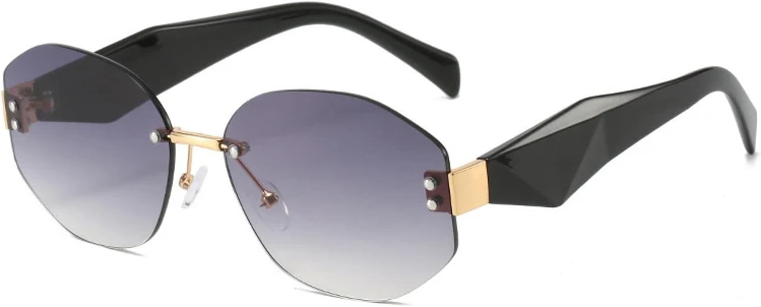 

Винтажные солнцезащитные очки без оправы для женщин и мужчин. Модные тренды. Солнцезащитные очки для улицы, вождения, защита от УФ-излучения UV400 TKKTLLT, Black Gradient Gray