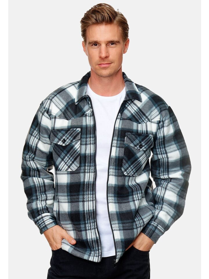 

Переходная куртка Arizona-Shopping Fleece Hemd Holzfäller Jacke Kariert Gefüttert, цвет Grau-Blau