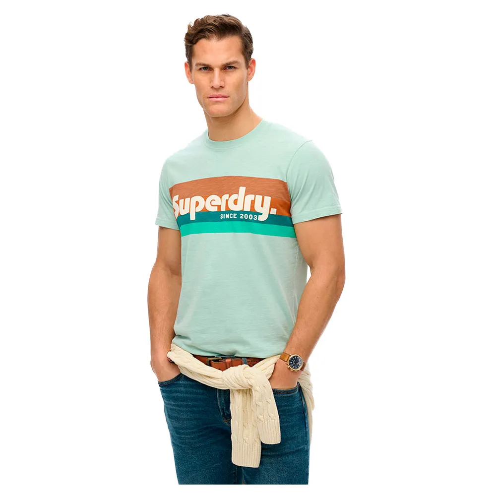 

Футболка с коротким рукавом Superdry Terrain Logo Stripe Relxed, зеленый