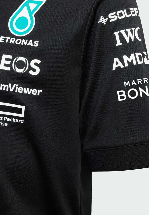 Детская футболка mercedes amg petronas formula one team с принтом, черная. Adidas Originals, Black White — фото 3
