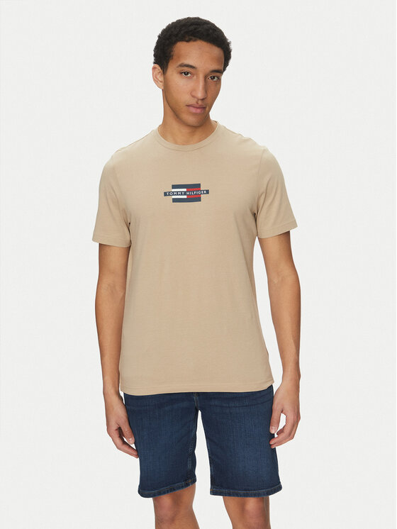 

Футболка обычного кроя Flag Box MW0MW38636 Tommy Hilfiger, бежевый