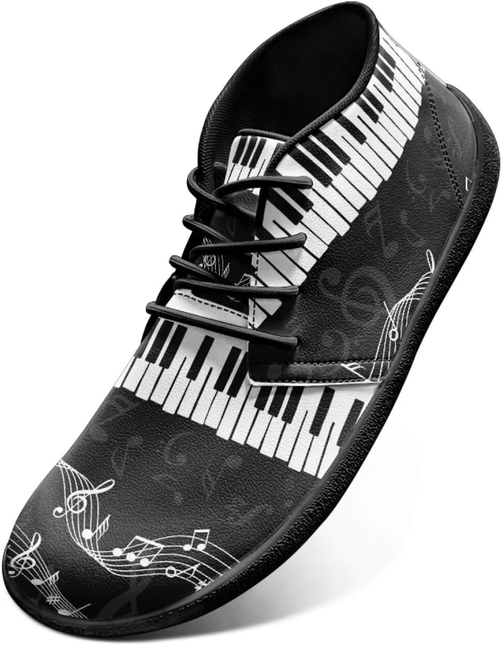 

Ботинки с широкой носочной частью, кроссовки с нотами для женщин и мужчин, модные шнурованные туфли с нулевым перепадом подошвы, минималистичная обувь Chririnla, Piano Key Music Note Pattern
