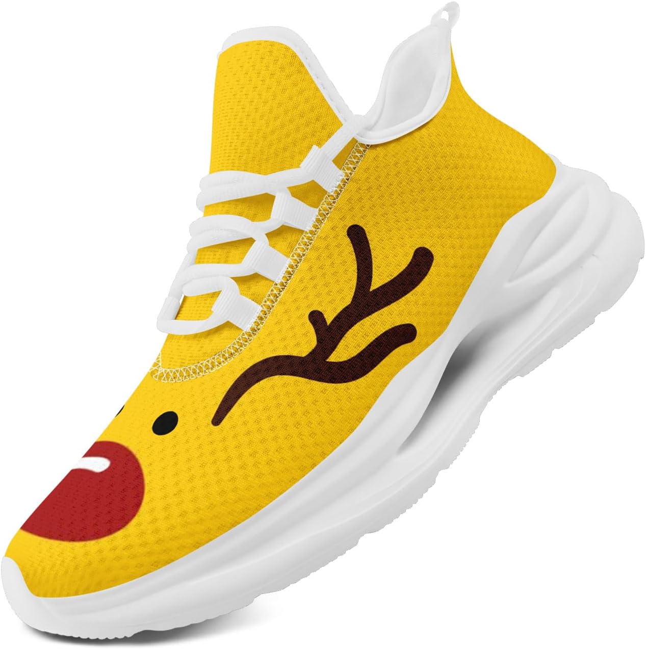 

Легкие кроссовки AWSOLE для бега на Рождество для мужчин и женщин с дышащей сеткой, спортивные и ходовые тренеры, белый/красный/желтый/коричневый