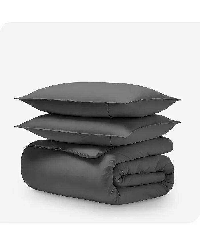 

Комплект пододеяльников из джерси из органического хлопка, полный/королевский размер Bare Home, серый