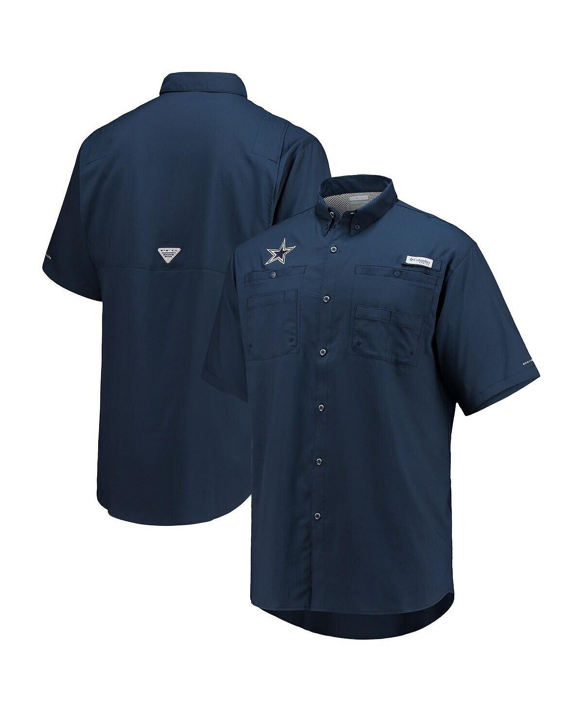 

Мужская темно-синяя рубашка на пуговицах с коротким рукавом Dallas Cowboys Tamiami Omni-Shade Columbia