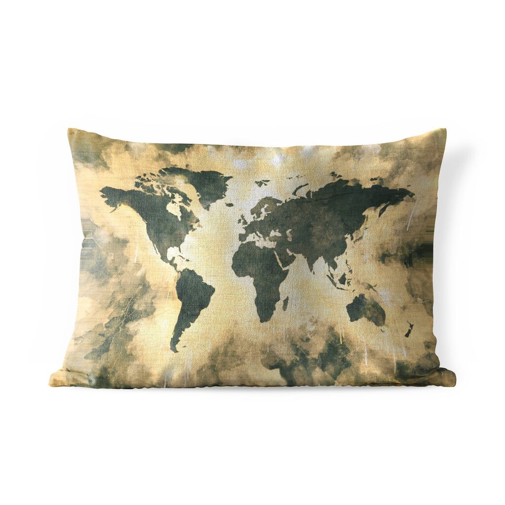 

Подушка для улицы MuchoWow - Карта мира - Черный - Коричневый - 60x40 см - Устойчивость к атмосферным воздействиям - Подушка для отдыха - Чехлы для подушек - Декоративные чехлы для подушек - Декоративные чехлы для подушек, мультиколор