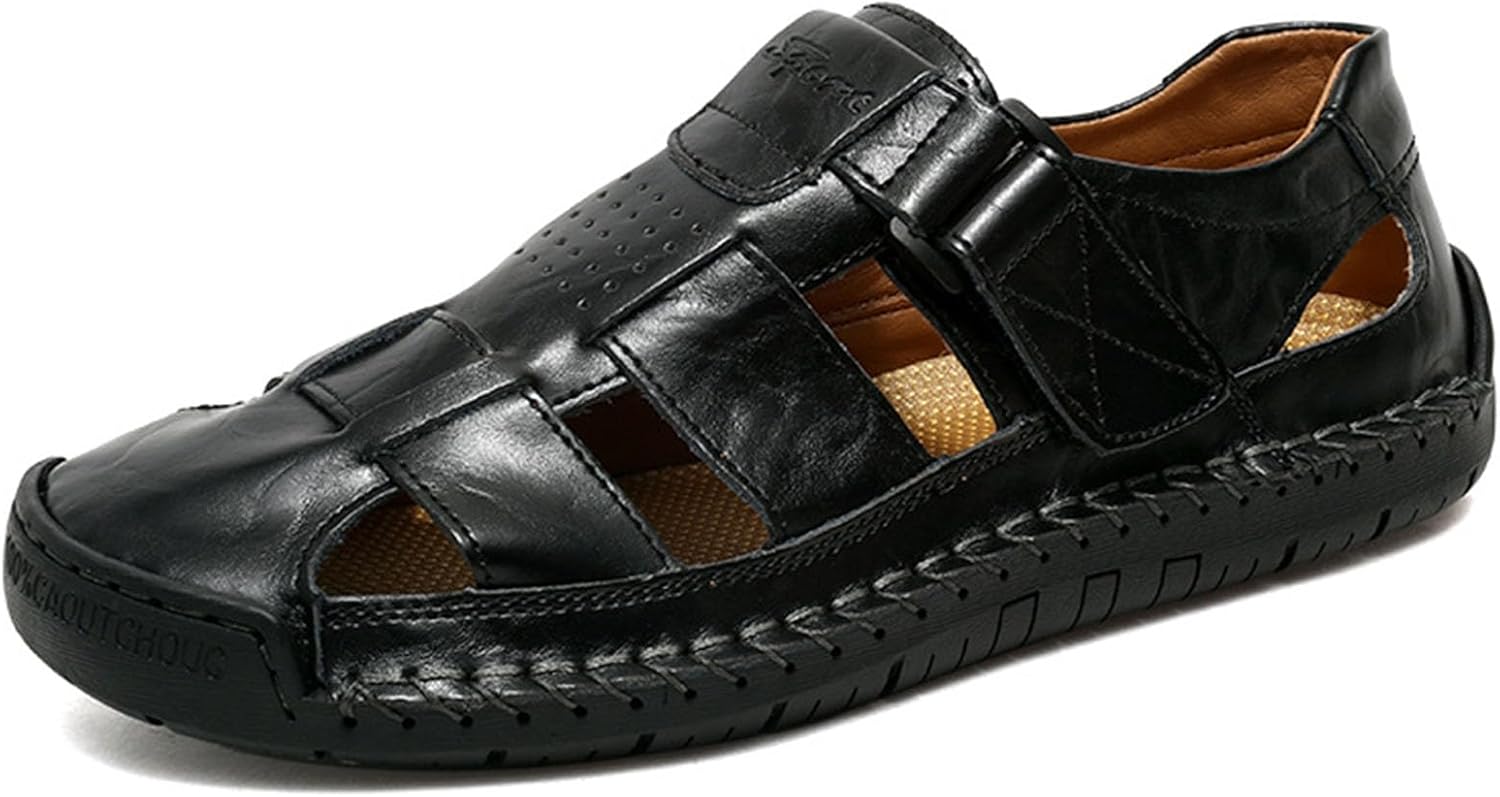 

Мужские деловые кожаные сандалии Myallfeet для улицы и пляжа, удобные, ручной работы, дышащие, повседневные сандалии, летние сандалии для прогулок на открытом воздухе, черный