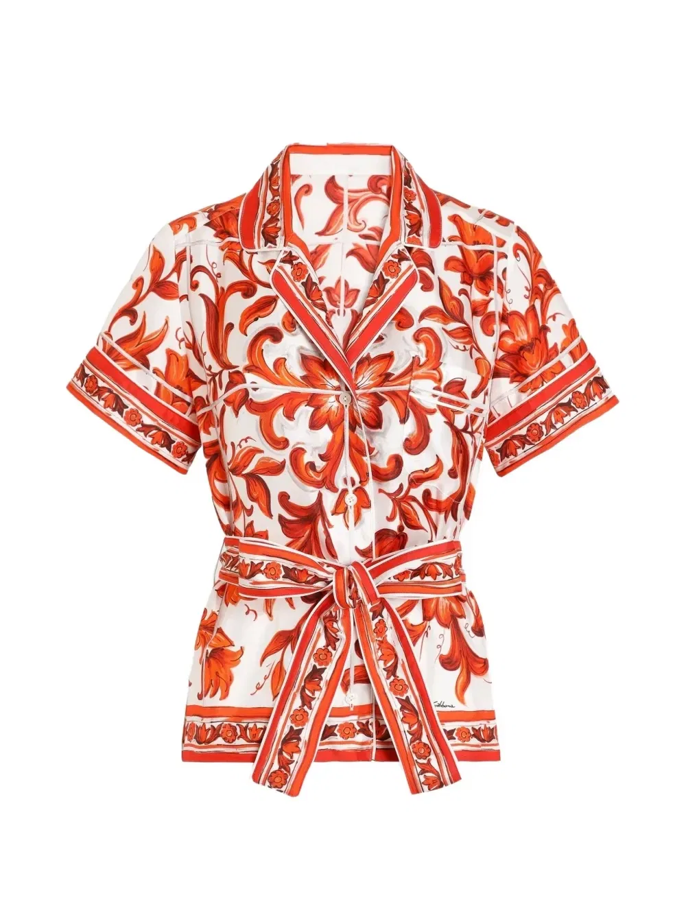 Топ с короткими рукавами и принтом Majolica Dolce & Gabbana, белый